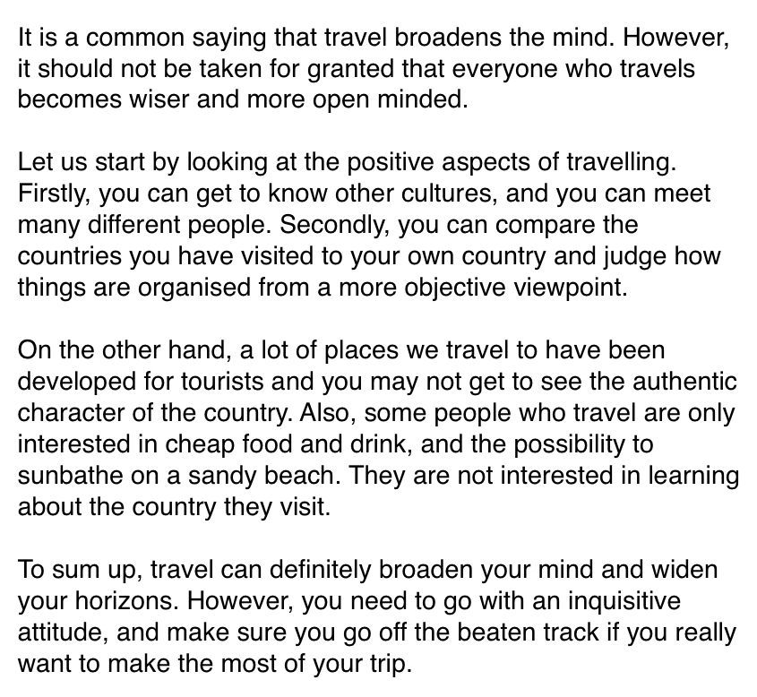 Essay travelling broadens mind